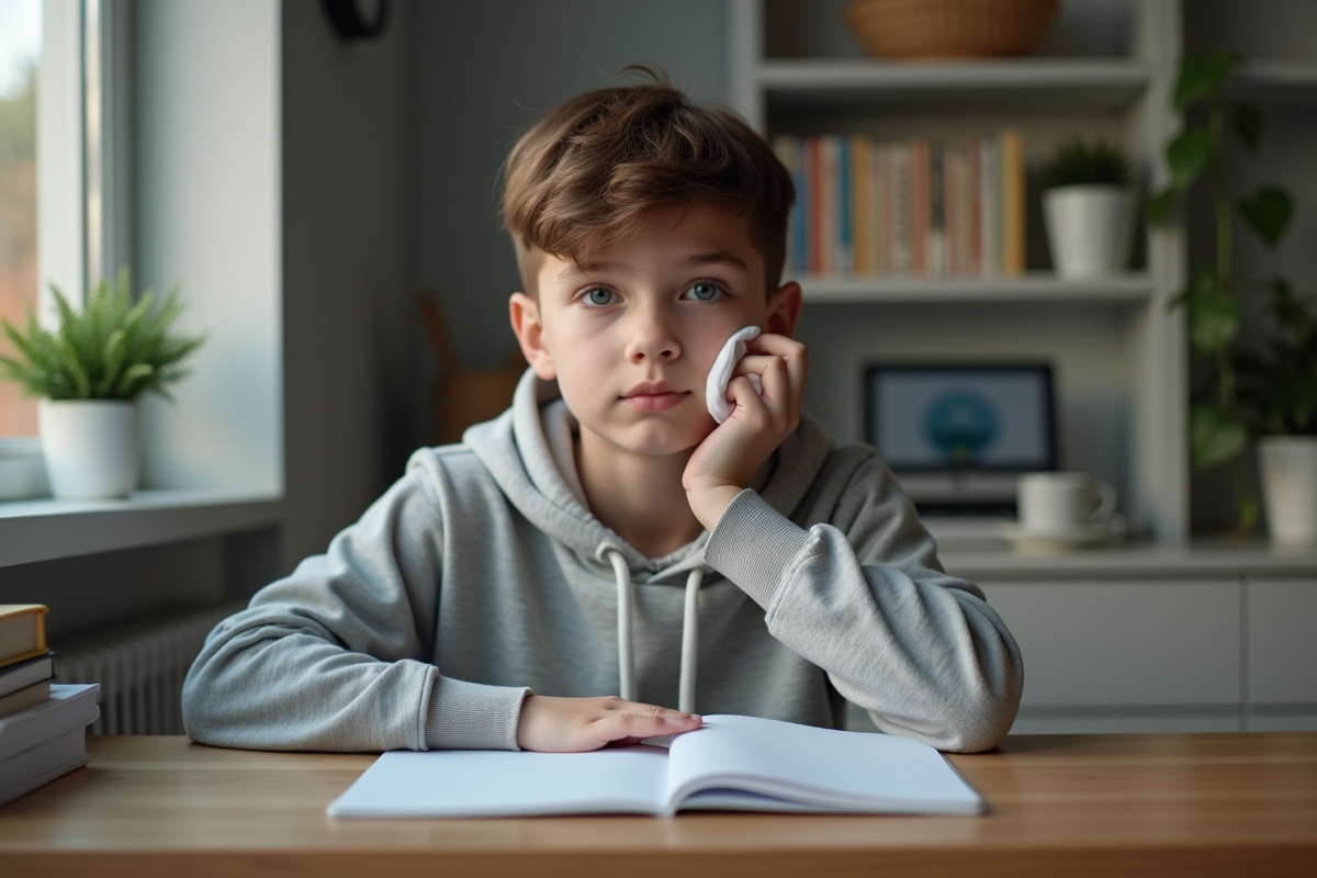 Adolescent se démaquillant dans sa chambre