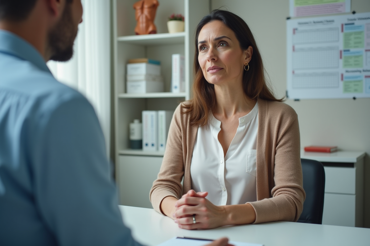 Femme en consultation dans un cabinet médical