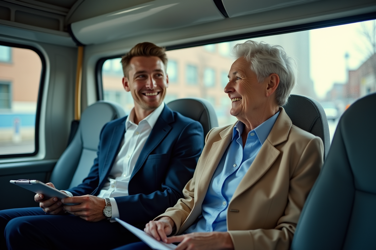 Jeune homme et femme dans une VSL discutant