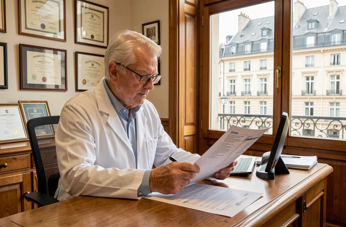 Dr Jean-Jacques Renaut, dermatologue à Nantes, consultant des rapports médicaux dans son cabinet traditionnel