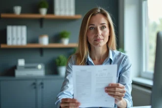 Femme médecin en consultation avec rapport médical