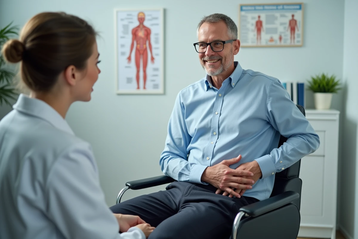 Homme en consultation médicale dans une clinique