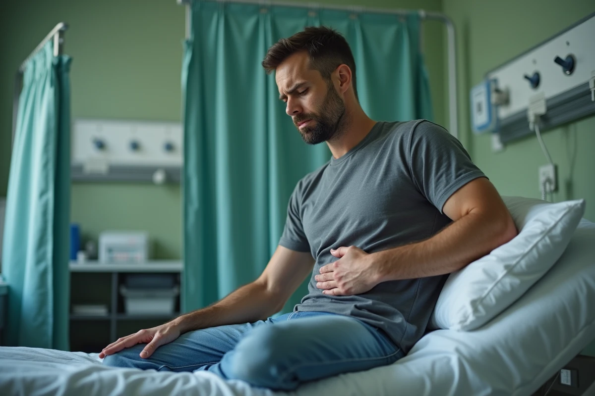 Homme en détresse respiratoire dans une salle d'urgence