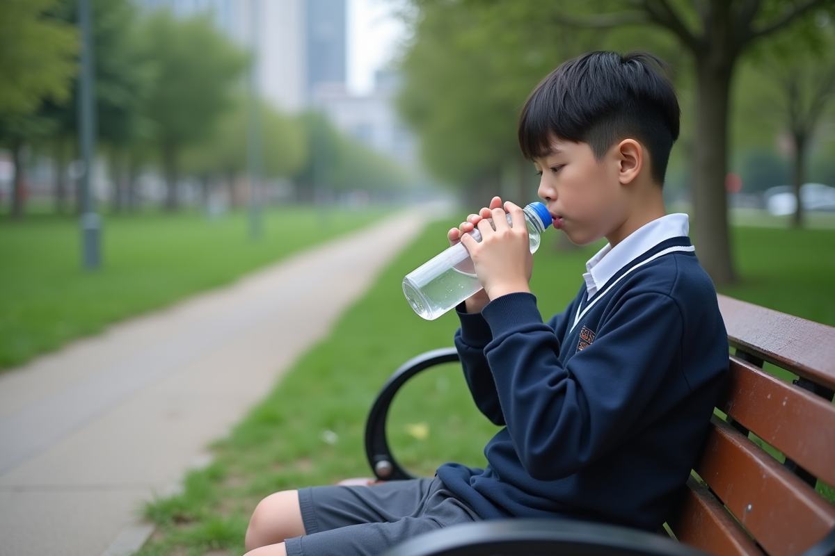 Adolescent buvant de l